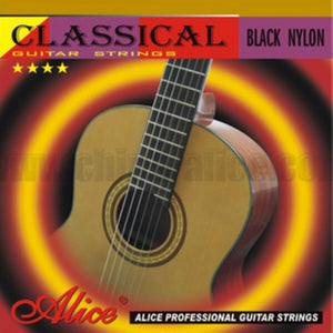 Alice AC105BK-H, 20 Packs Classical Guitar Strings Set, Hard, Black Nylon, Silver Plated Copper Wound