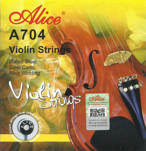 Alice A704, Violin Strings Sets, 4/4 Size, Stainless Steel, Alloy Wound, E Ball End