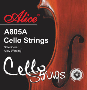 Alice A805A, 50 PCs Single Cello Strings, 4/4, 1st A, Steel Core, Ni-Fe Alloy Wound