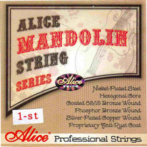 Alice AM06, 20 PCs Single Mandolin Strings, 1st E, 0.010, Plated Steel, Loop End