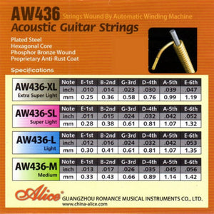 Alice AW436, 100 PCs Single Acoustic Guitar Strings, 1st E, 0.010, Plated Steel, Individual Packing