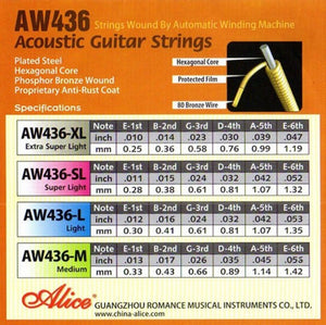 Alice AW436, 10 PCs Single Acoustic Guitar Strings, 1st E, 0.013, Plated Steel, Individual Packing