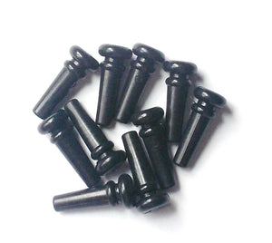 10 PCs Guitar End Pins, Plastic, Black Color, with Dot