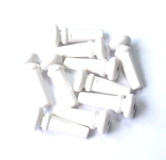 10 PCs Guitar End Pins, Plastic, White Color, with Dot